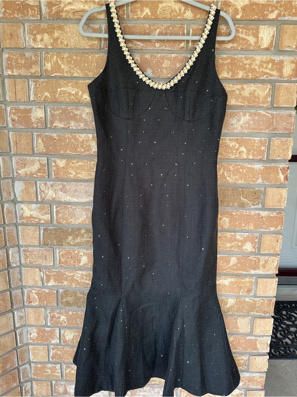 Vici Black Dress with Gold Crystal Trim
